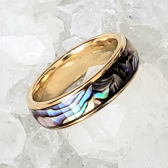 Natural abalone shell ring - Picture 2 of 5